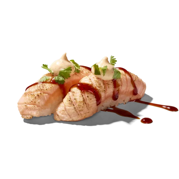 SALMON CORIANDER NIGIRI - kevyesti grillattu lohi